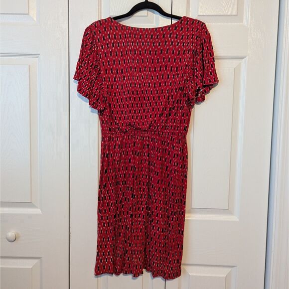 LOFT Red Flutter Sleeve Dress | Women’s Medium | V-Neck | Classic & Flowy - Picture 4 of 5